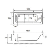 Eastbrook Beaufort 1800 x 725mm Portland Single End 14 Jet Whirlpool Bath